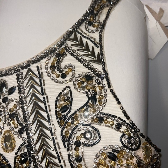 Formal Dress, cream, tan, gold. size 4 in EUC - Picture 5 of 16